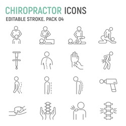 Chiropractor Line Icon Set Chiropractic Collection Vector Graphics