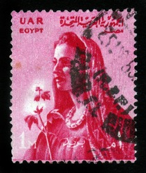 Egypt Circa Stamp Printed By Egypt Shows Farmer S Wife Series