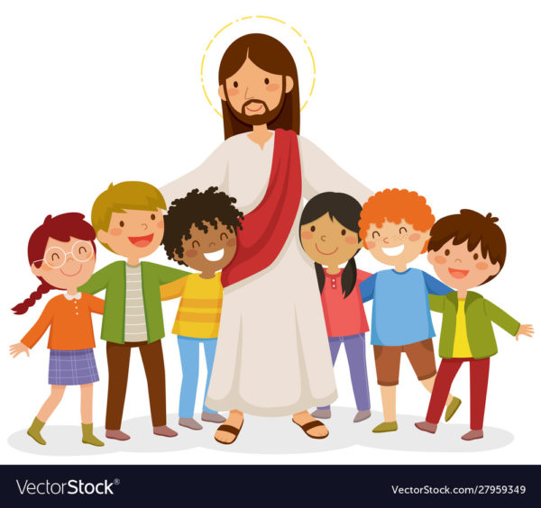 Jesus Hugging Kids Vector Image On VectorStock - OurGFX