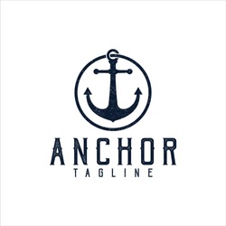 Anchor Wave Logo Silhouette Marine Company Illustration Vector Download ...